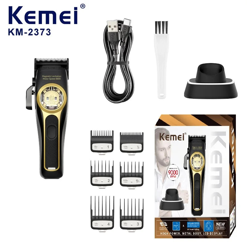 Kemei Professional Hair Clipper Magnetic Levitation Motor 8800 Rpm Charging Base Hair Clipper Men's Hair Clipper KM-2373 Noventix