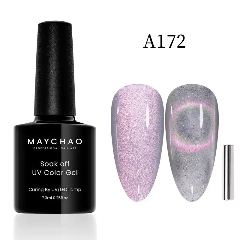 MAYCHAORomantic Galaxy Cat Eye Gel Nail Polish With Magnet Soak off UV Holographic Magnetic Rainbow Gel Polish for Nail Manicure Blushimmer