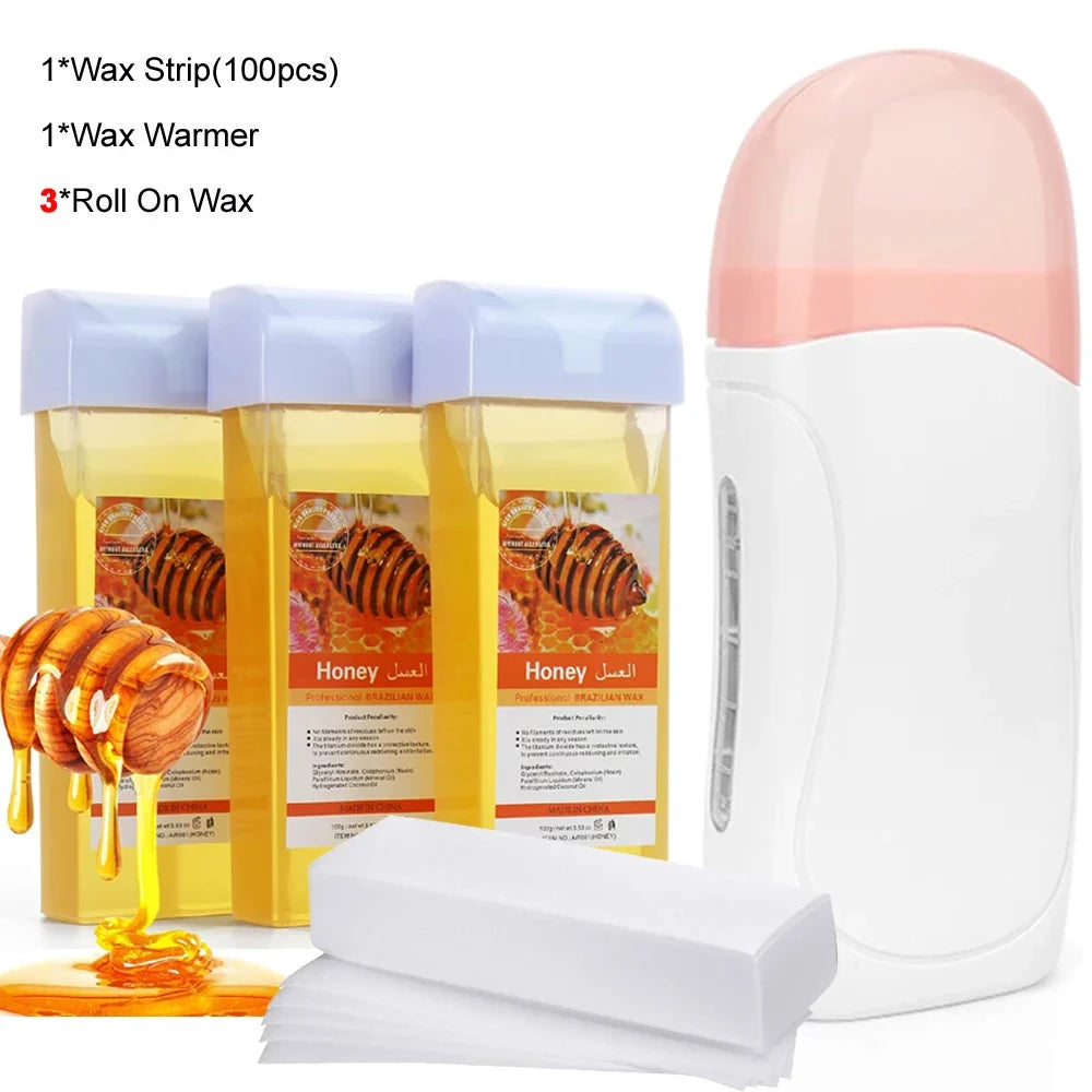 Roll On Waxing Kit With Wax Cartridges And Wax Strips 3 In 1 Soft Wax Heater Kit Hair Removal Wax Wax Paper Waxing Kits Warmer Noventix