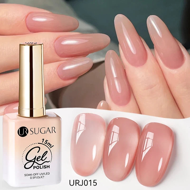 UR SUGAR 15ml Jelly Milky White Translucent Color Gel Polish Semi Permanent UV Gel Nail Art Soak Off Gel Varnish Latest Fashion Blushimmer