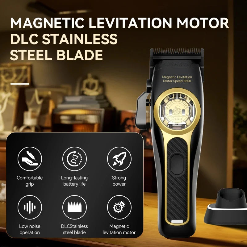 Kemei Professional Hair Clipper Magnetic Levitation Motor 8800 Rpm Charging Base Hair Clipper Men's Hair Clipper KM-2373 Noventix