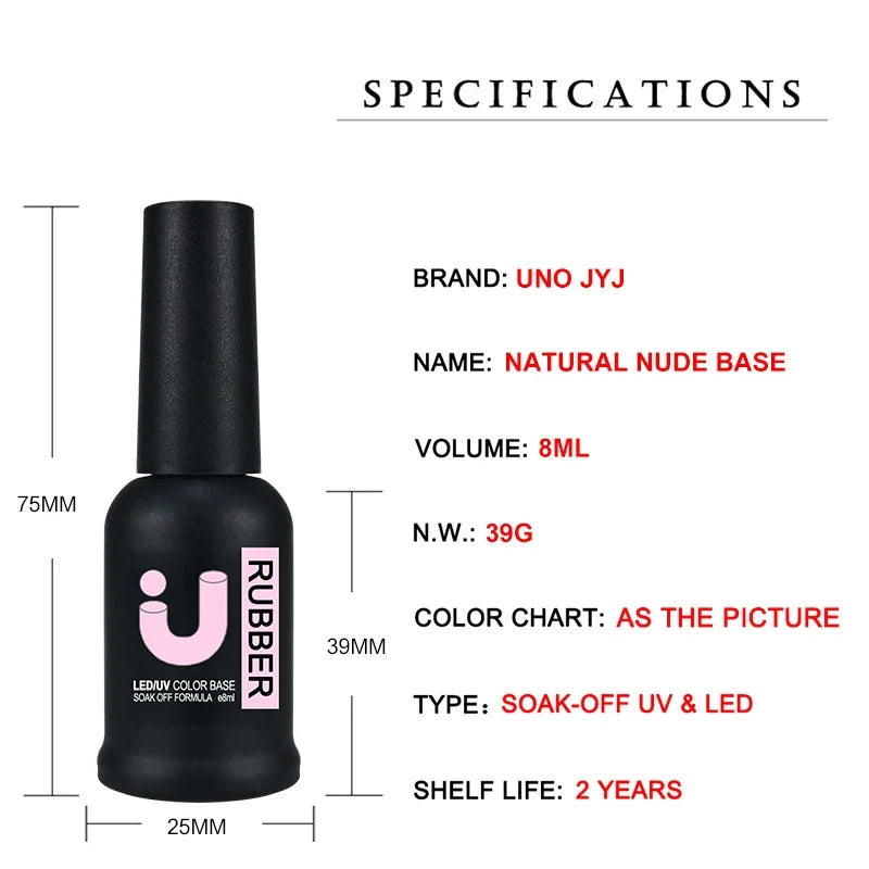 UNO JYJ Nude Rubber Base Gel Polish Semi-permanent Nail Polish UV Varnish Manicure Natural Nail Base Coat 7 Colors Basis Gellac Blushimmer