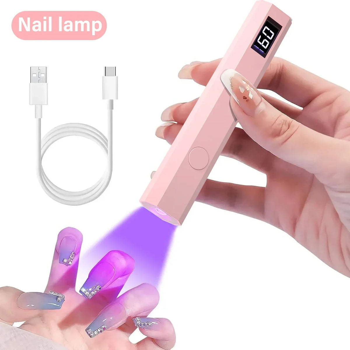 Convenient Handheld Nail Dryer Lamp UV/LED Nail Curing All Gel Polish Nail Art Tool Rechargeabl Nail Lamp Blushimmer
