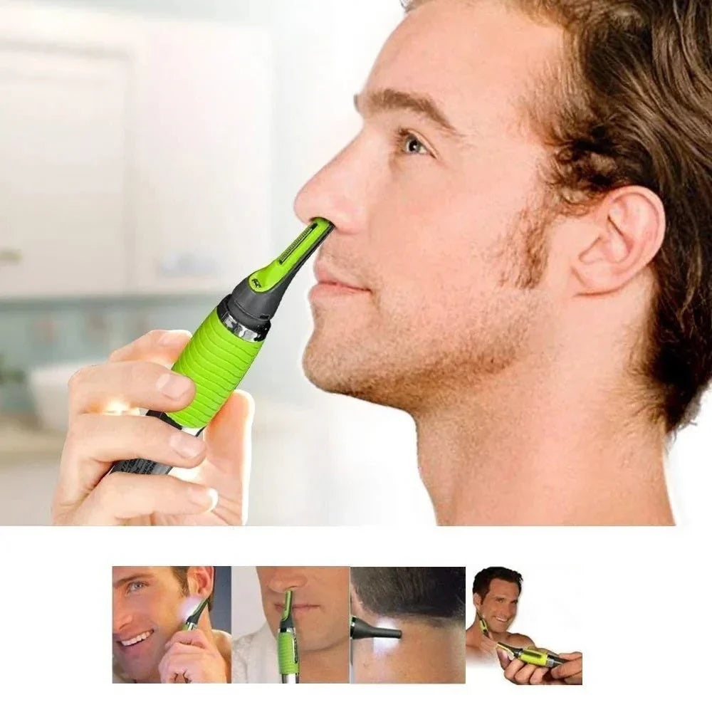 2-in-1 Facial Hair Trimmer, Unisex Nose Hair Trimmer Suitable for Nose Hair, Ear Hair, Eyebrows, and Chin Hair - Battery-Powered Noventix