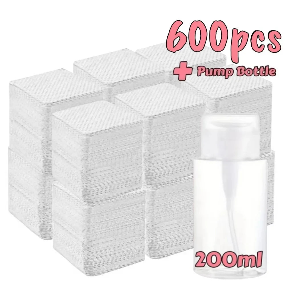 20/600pcs Lint-Free Nail Wipes Gel Cleansing Tissues Aluminum-Free Nail Polish Remover Pads for NaiArt Beauty Cleaning Care Tool Blushimmer