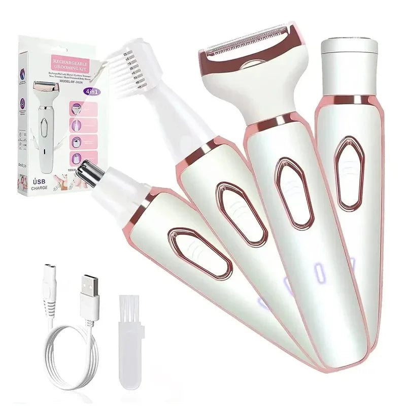4 in 1 Electric Epilator Bikini Eyebrow Nose Women Lady Facial Hair Removal Trimmer Face Body Painless Female Shaver Depilator Noventix