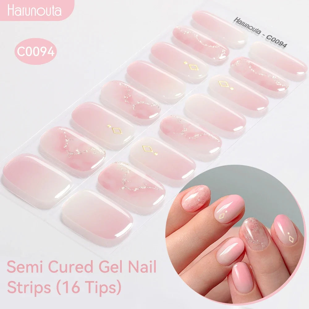 Gradient Auroras Semi Cured Gel Nail Strips Sparkly Shinning DIY Gel Polish Stickers for Nails Works with UV/LED Nail Lamps Blushimmer