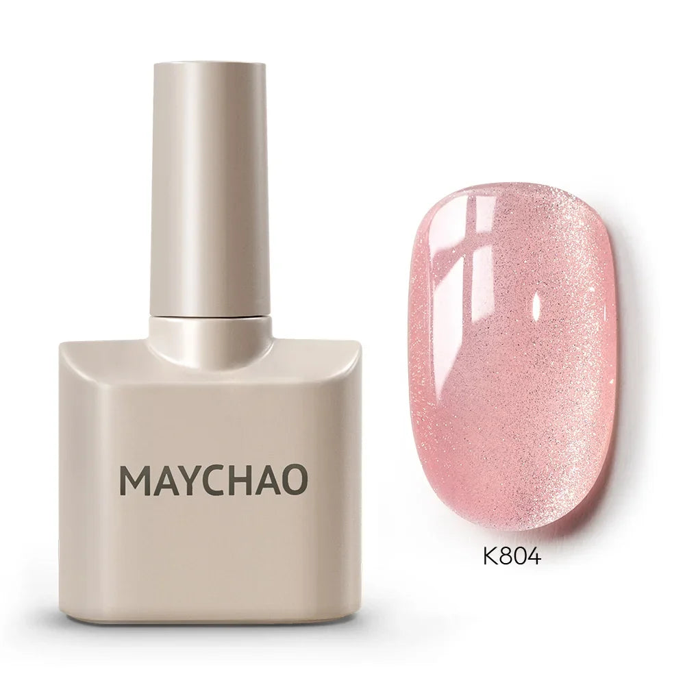 MAYCHAORomantic Galaxy Cat Eye Gel Nail Polish With Magnet Soak off UV Holographic Magnetic Rainbow Gel Polish for Nail Manicure Blushimmer