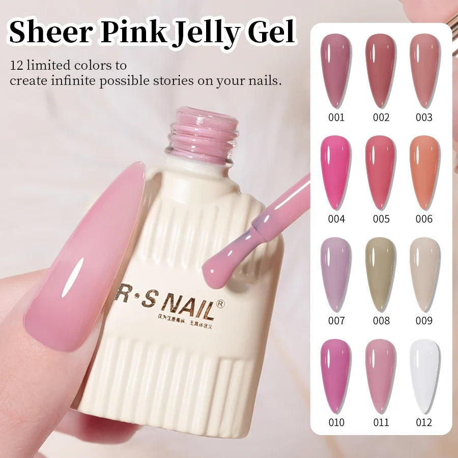 RS NAIL Jelly Transparent Gel Nail Polish 10g Summer Nude Pink Gel Polish Semi Permanent Soak Off UV LED Varnish Jade Nail Gel Blushimmer