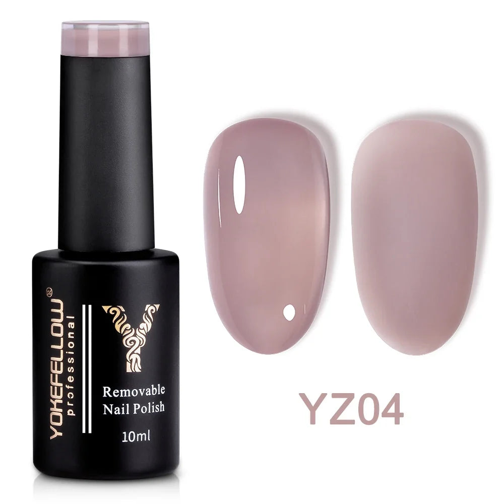 YOKEFELLOW 10ml Jelly Nude Gel Nail Polish High Quality Translucent Pink Nail Gel Varnish Soak Off UV Gel Polish Long Lasting Blushimmer