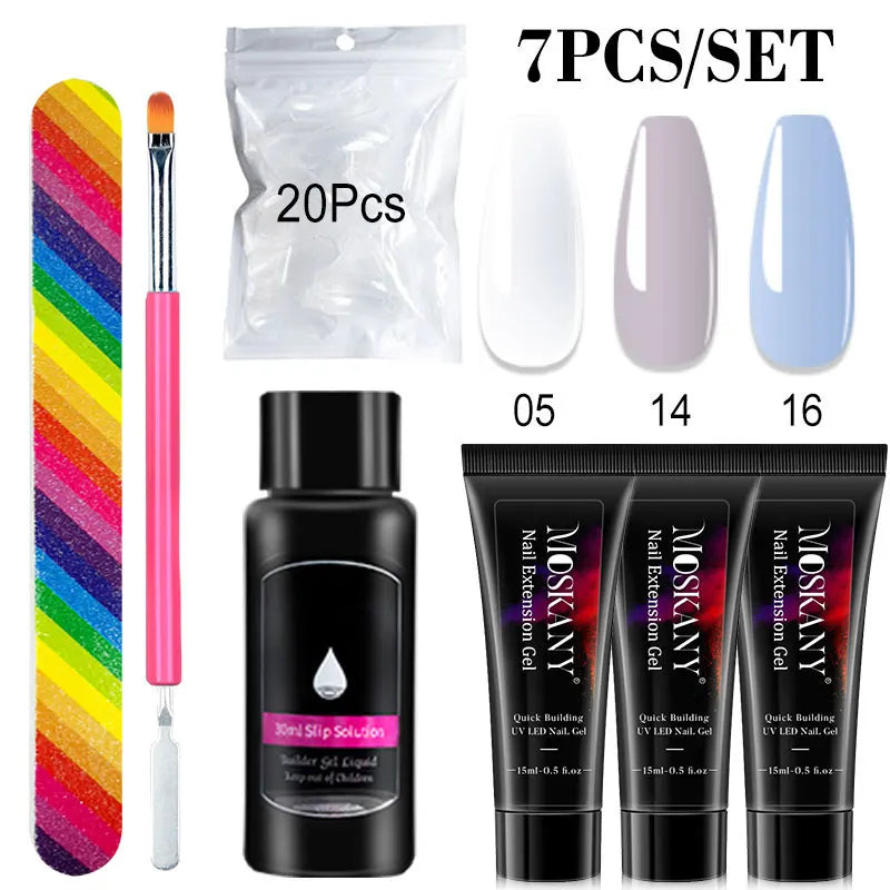 Poly Nail Gel Full Set With 6W LED Lamp Nail Set For Beginner Nail Tips Art 3D Design Decoration Extension Manicure Tools Kit Blushimmer