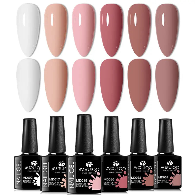 6pc Nail Gel Polish Set All-Season Ultra Pigmented Semi Permanent UV Painting Gel For Nails Salon DIY Manicure Varnish Design Blushimmer