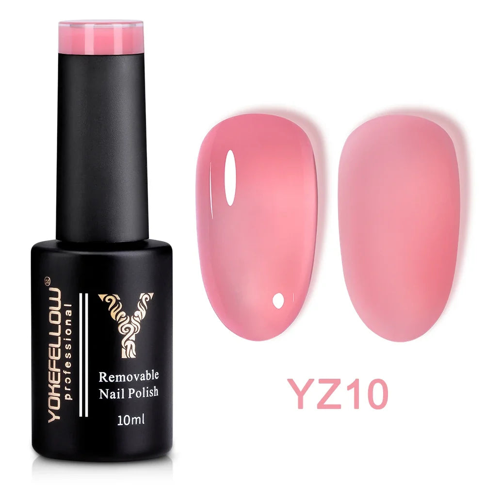 YOKEFELLOW 10ml Jelly Nude Gel Nail Polish High Quality Translucent Pink Nail Gel Varnish Soak Off UV Gel Polish Long Lasting Blushimmer