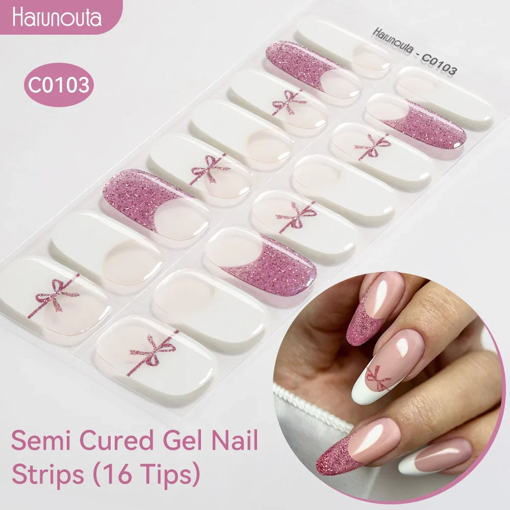 Gradient Auroras Semi Cured Gel Nail Strips Sparkly Shinning DIY Gel Polish Stickers for Nails Works with UV/LED Nail Lamps Blushimmer