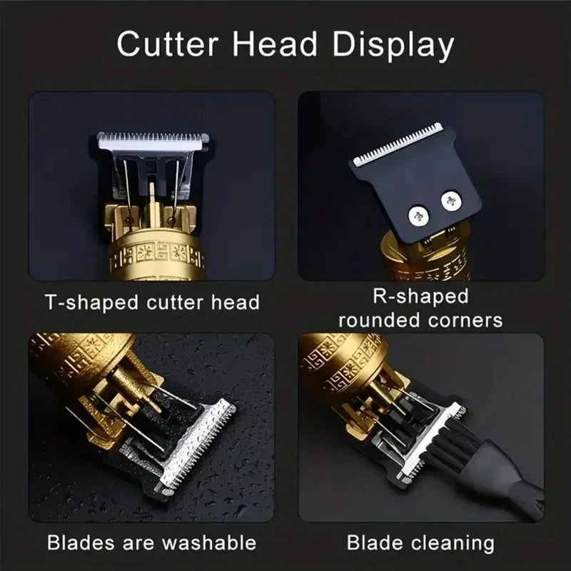 Men's Vintage Hair Trimmer T9 Carving Rechargeable Barber Electric Professional Hair Clipper Beard Trimmer/Metal Haircut Clipper Noventix