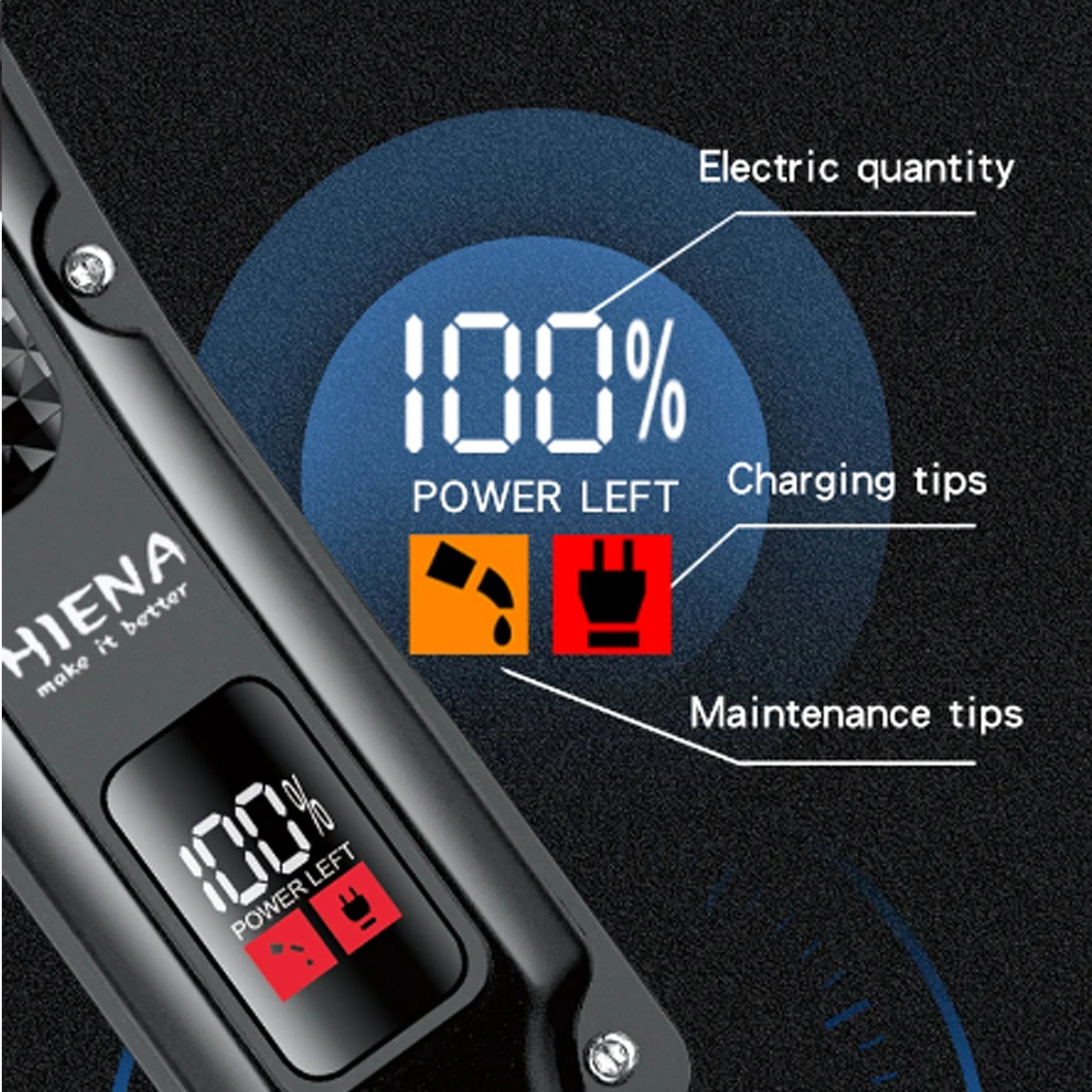 hiena Hair Clipper Professional Hair Cutting Machine Adjustable Hair Trimmer Electric 9000 RPM Barber LED Clipper for Men Noventix