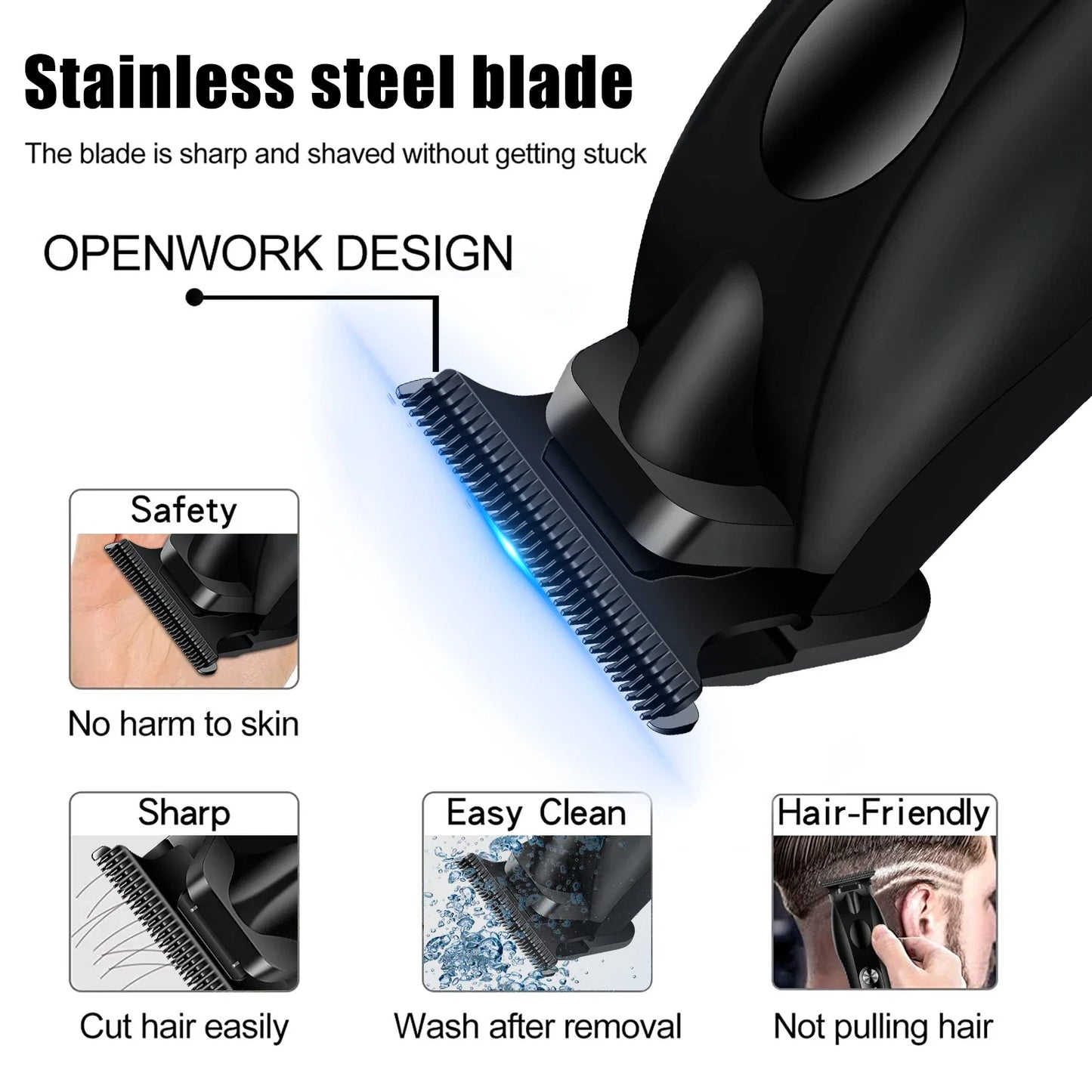 Hair Clippers for Men Professional Cordless Barber T-Blade Beard/Hair Trimmer Set Electric Razor Foil Shaver Nose Men's Hair Cut Noventix