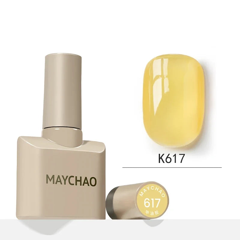 MAYCHAO 12ml Jelly Gel Nail Polish Semi Permanent Top Coat Soak Off UV LED Gel Art Nail Varnish Manicure Long Lasting Nail Gel Blushimmer