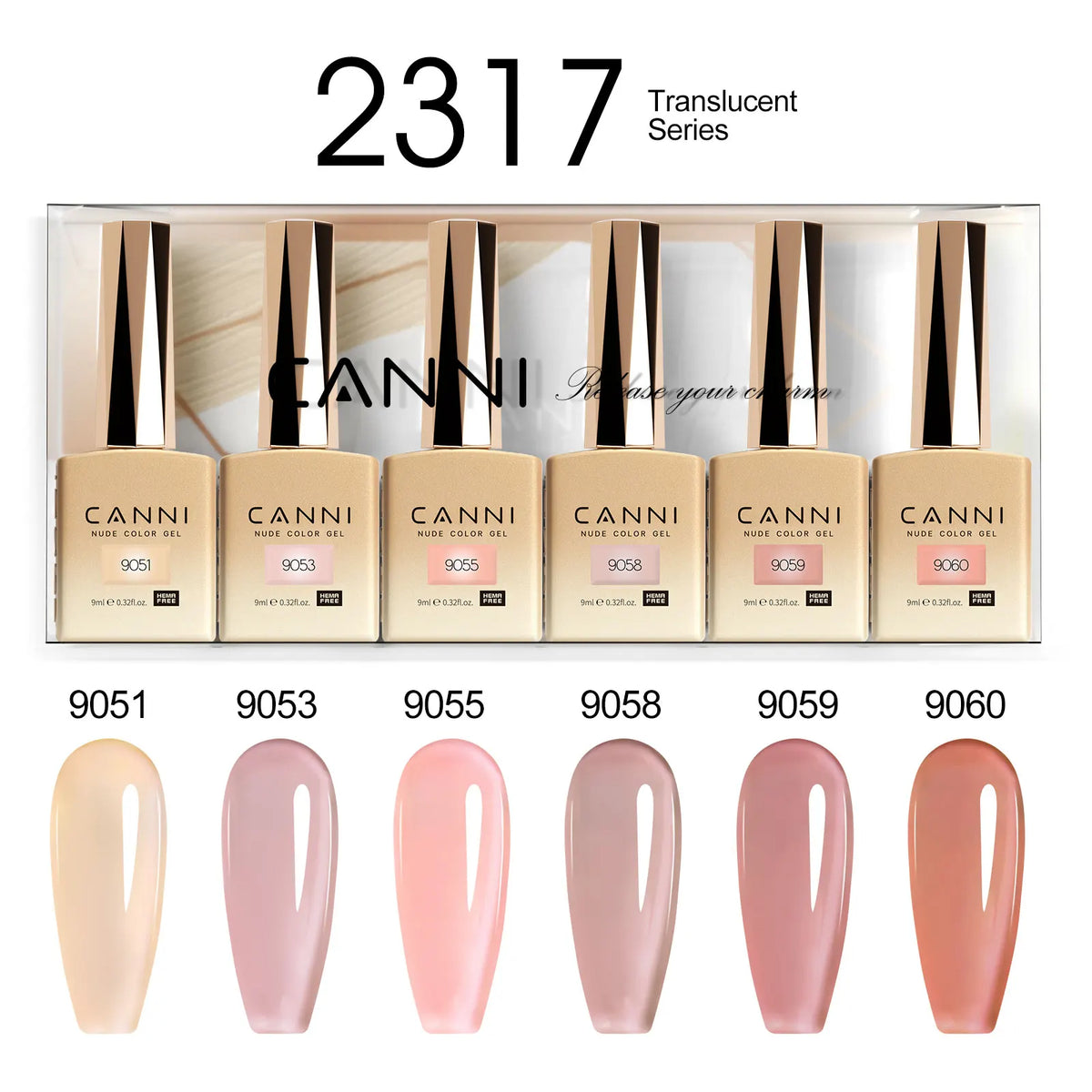 6pcs*9ml CANNI HEMA FREE Nail Gel Polish Set Gorgeous Color Semi Permanent Pigmented Painting Gel Soak off UV LED Gel Nails Kit Blushimmer
