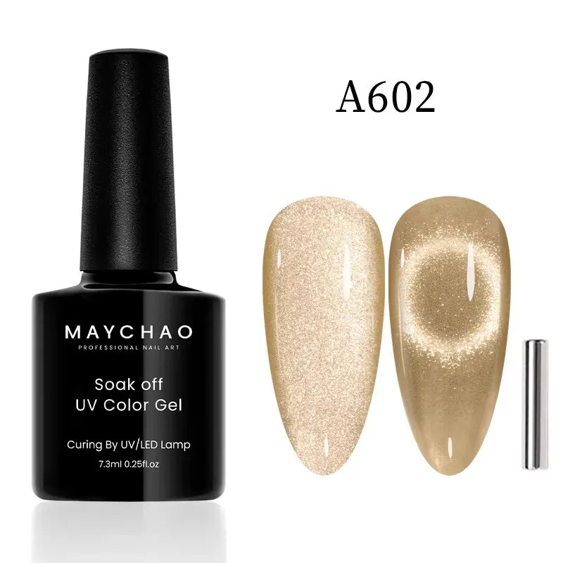 MAYCHAORomantic Galaxy Cat Eye Gel Nail Polish With Magnet Soak off UV Holographic Magnetic Rainbow Gel Polish for Nail Manicure Blushimmer
