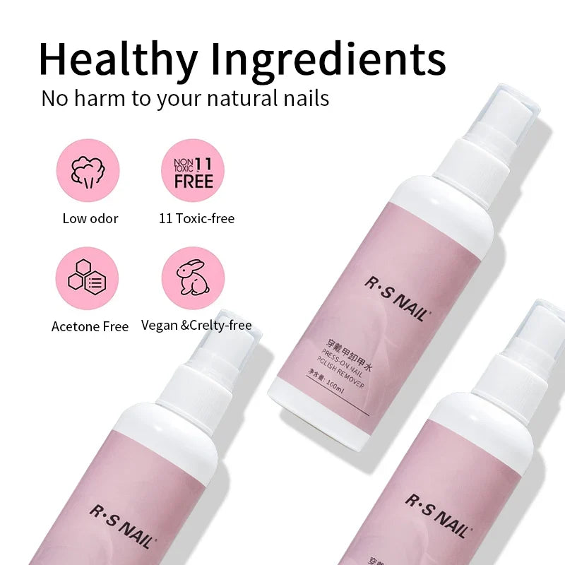 RSNAIL 100ml Nail Glue Remover for Press On Nails Solid Nail Glue Gel On Fake Nail Tips Acrylic Nail Can't Remove Gel Nail Polis Blushimmer