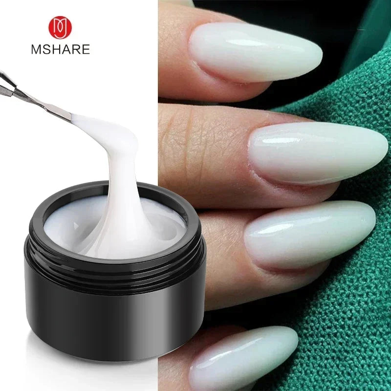 MSHARE 50ml Natural Nails Gel Builder Nalil Tpo Free Self Leveling Gel for Nail Extension Construction Pink Shade UV Led Gel Blushimmer