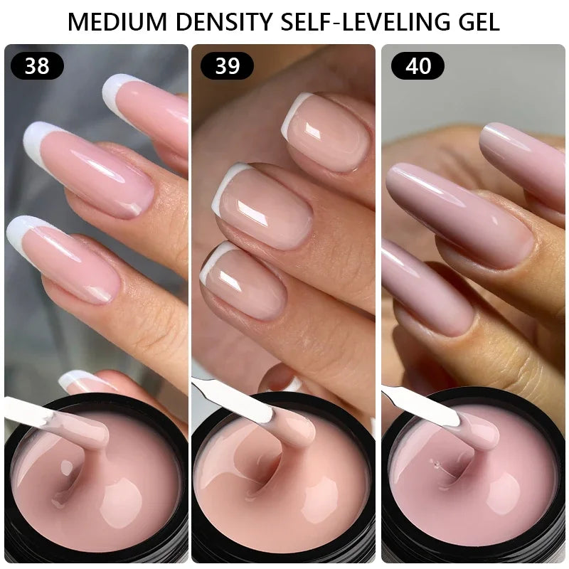 MSHARE 50ml Natural Nails Gel Builder Nalil Tpo Free Self Leveling Gel for Nail Extension Construction Pink Shade UV Led Gel Blushimmer