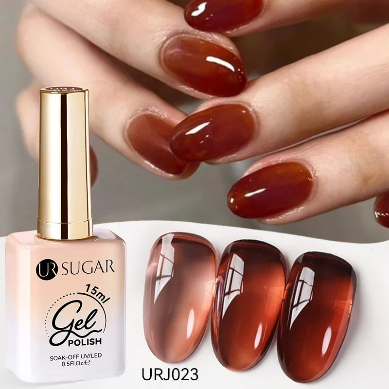 UR SUGAR 15ml Jelly Milky White Translucent Color Gel Polish Semi Permanent UV Gel Nail Art Soak Off Gel Varnish Latest Fashion Blushimmer
