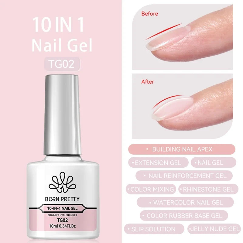 BORN PRETTY Milky White Jelly Nude Gel Nail Polish 10ml White Translucent Soak Off Gel Vernis Semi Permanent Need UV Light Cure Blushimmer