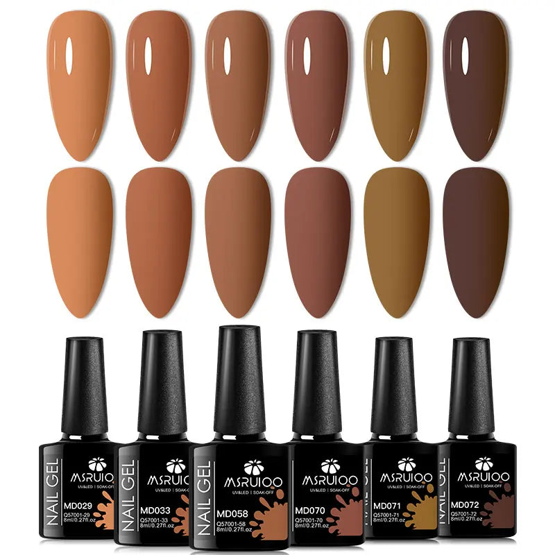 6pc Nail Gel Polish Set All-Season Ultra Pigmented Semi Permanent UV Painting Gel For Nails Salon DIY Manicure Varnish Design Blushimmer