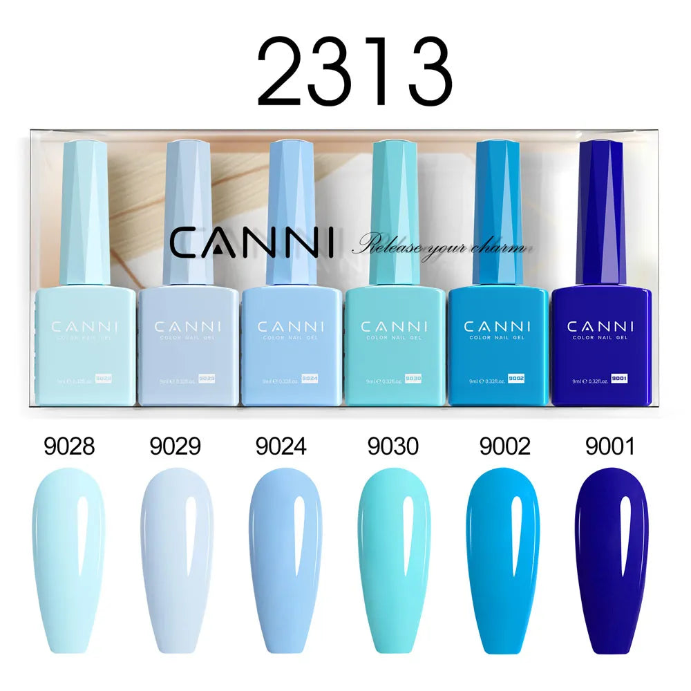 6pcs*9ml CANNI HEMA FREE Nail Gel Polish Set Gorgeous Color Semi Permanent Pigmented Painting Gel Soak off UV LED Gel Nails Kit Blushimmer