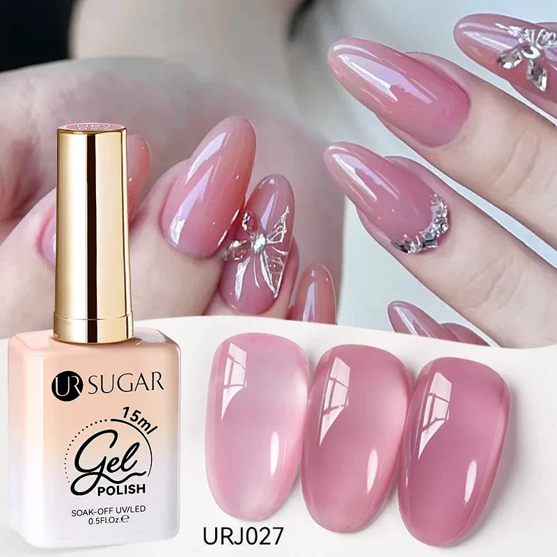UR SUGAR 15ml Jelly Milky White Translucent Color Gel Polish Semi Permanent UV Gel Nail Art Soak Off Gel Varnish Latest Fashion Blushimmer