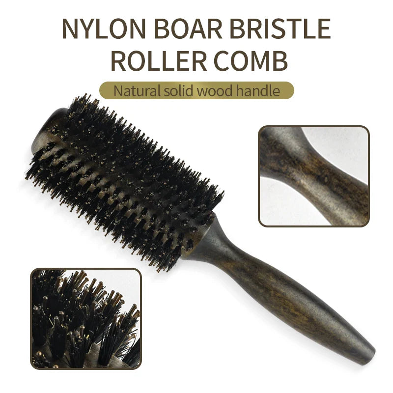 Professional Boar Bristle Round Hair Brush for Women and Men Hair Styling Comb Salon Hairdressing Hairdresser Wood Round Brush WTN Essentials