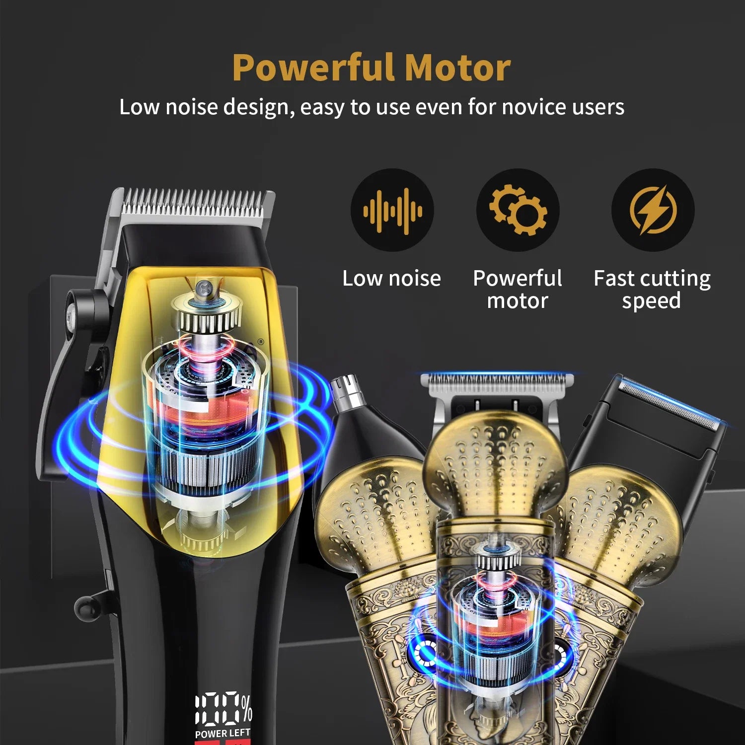 hiena Professional Barber Fade Clippers 0mm Zero Gapped Edgers Hair Trimmer Electric Men Bald Head Finish Hair Cutting Machine Noventix