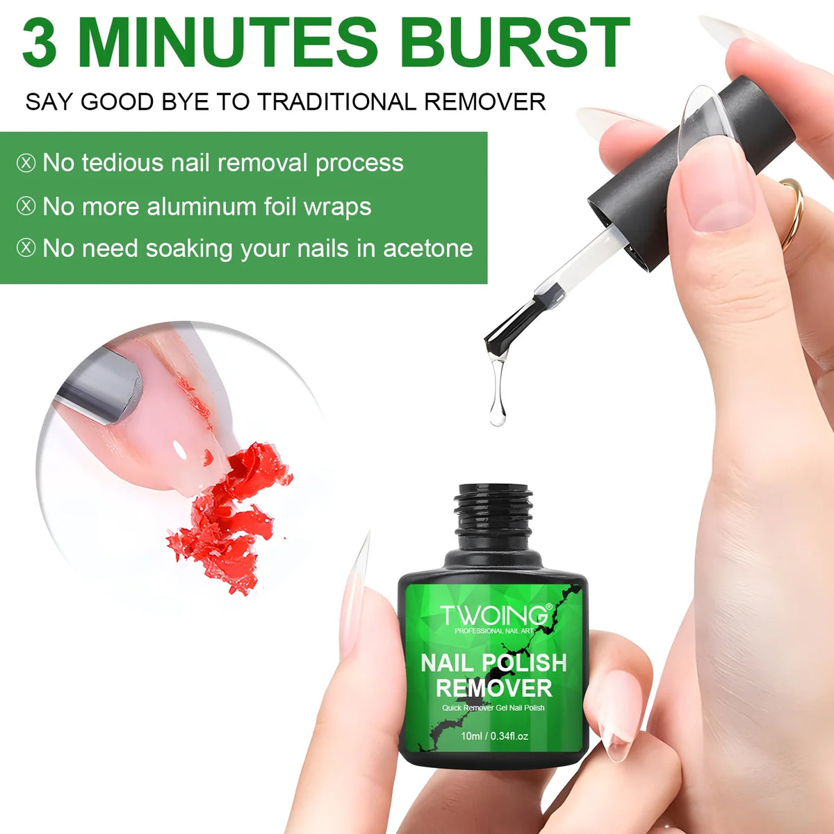 3pcs Set Gel Nail Polish Remover,Quickly & Easily Removes Uv Gel Polishes Within 2-3 Minutes,No Need To Soak Or Wrap Nails Blushimmer