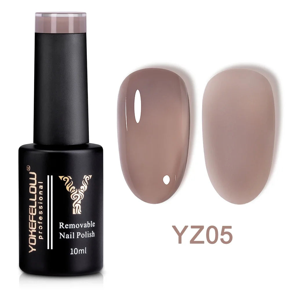 YOKEFELLOW 10ml Jelly Nude Gel Nail Polish High Quality Translucent Pink Nail Gel Varnish Soak Off UV Gel Polish Long Lasting Blushimmer