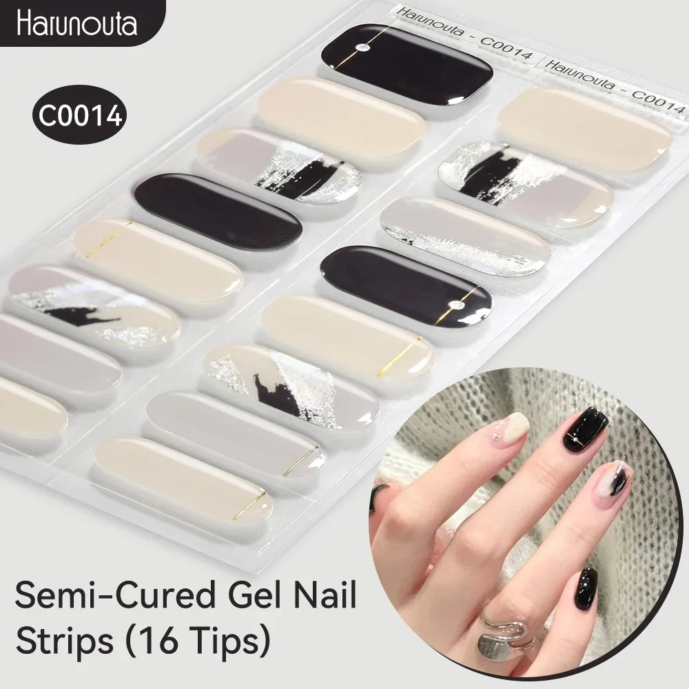 Gradient Auroras Semi Cured Gel Nail Strips Sparkly Shinning DIY Gel Polish Stickers for Nails Works with UV/LED Nail Lamps Blushimmer