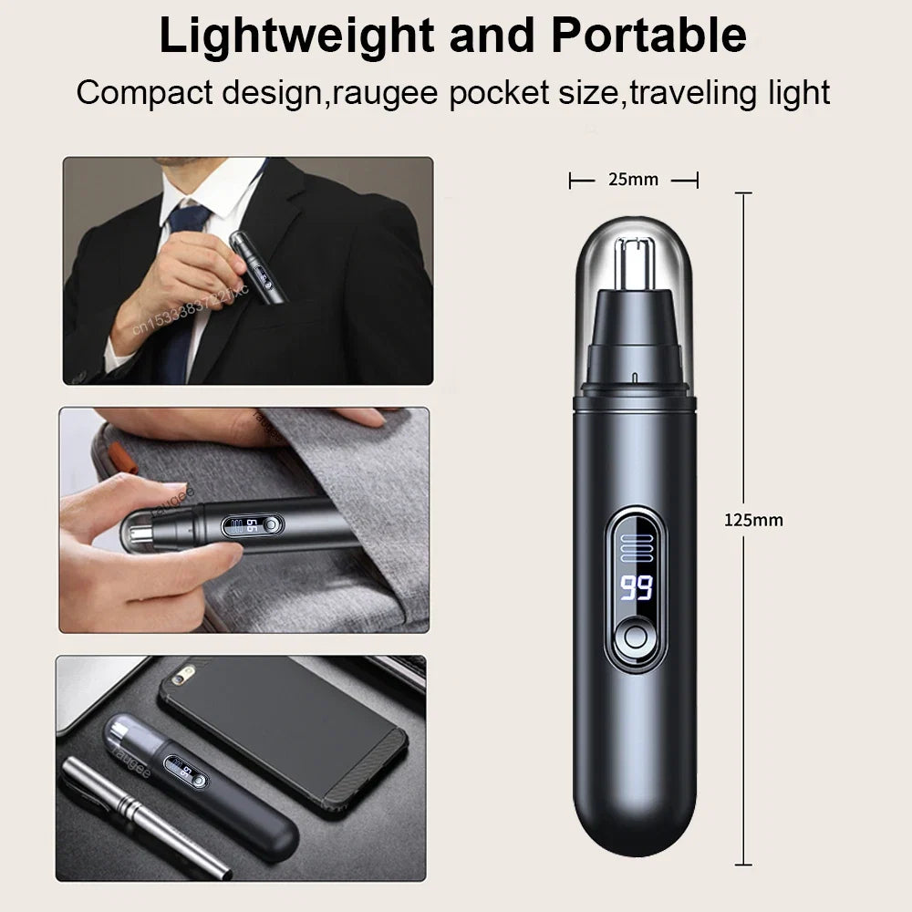 Electric Nose Hair Trimmer Rechargeable Nose Hair Clipper for Men Mini Portable Automatic Shaving Nose Eyebrow Ear Hair Remover Noventix