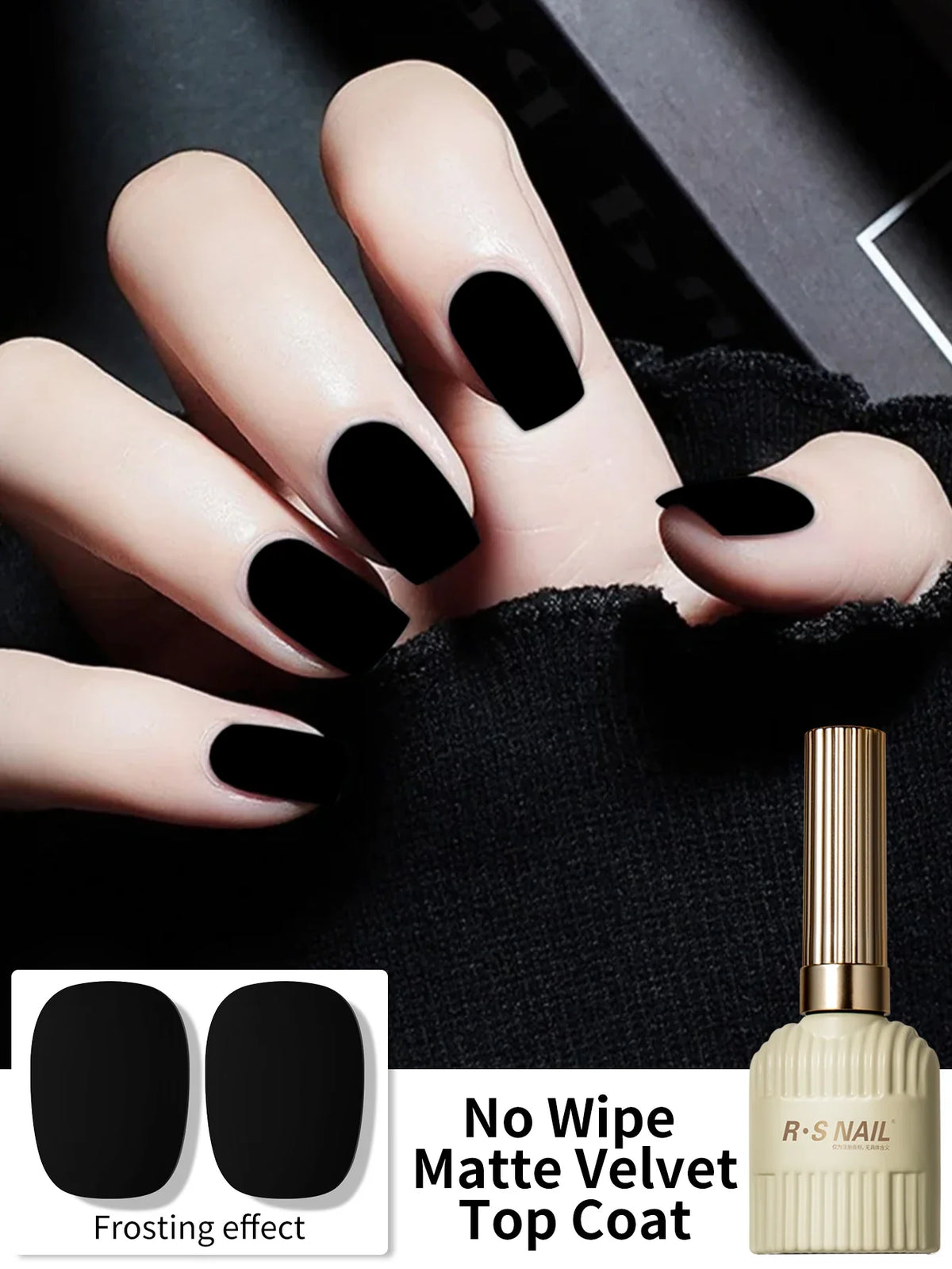 RSNAIL 10g Velvet Matte Top Coat Gel Nail Polish UV Gel Soak Off Semi-Permanent Varnish Clear Matte Top Coat Nail Art Lacquer Blushimmer