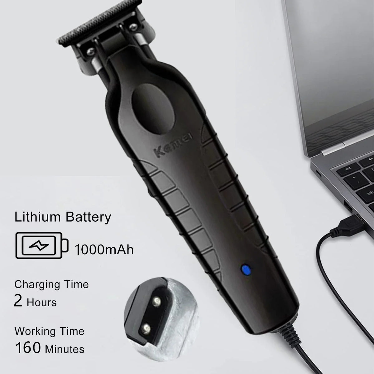 Kemei KM-2299 Professional Hair Clipper 1200mAh Electric Hair Clippers USB Rechargeable Hair Trimmers Hair Cutting Machine Phones Icon