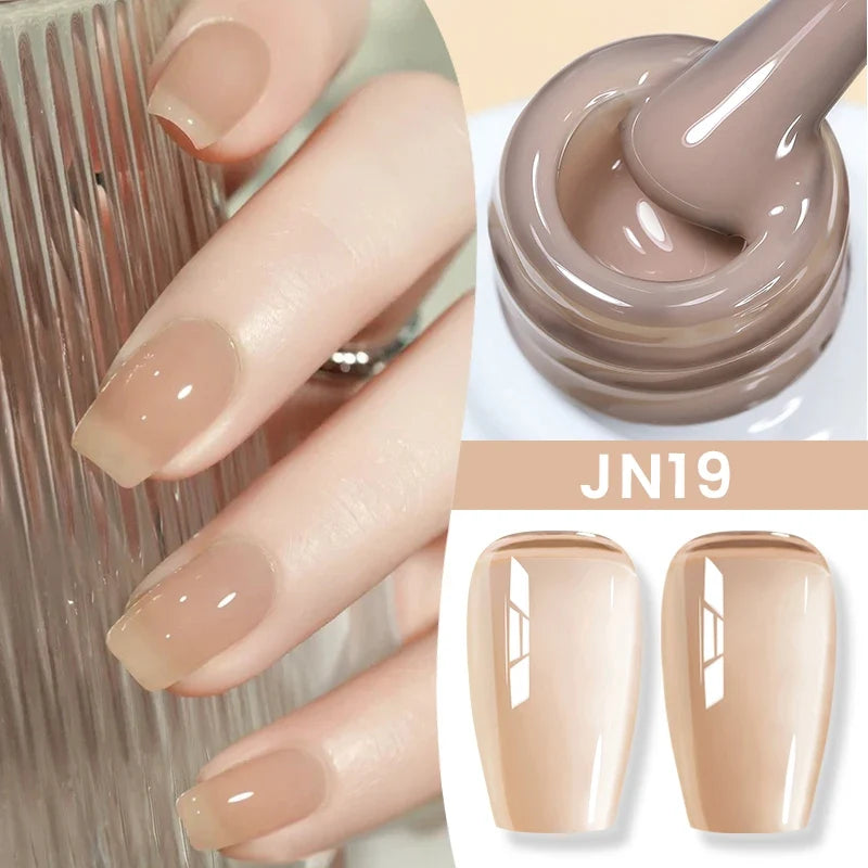 BORN PRETTY Jelly Nude Gel Nail Polish 10ml Light Pink Peach Translucent Color UV Light Cure Gel Varnish Nail Art DIY at Home Blushimmer