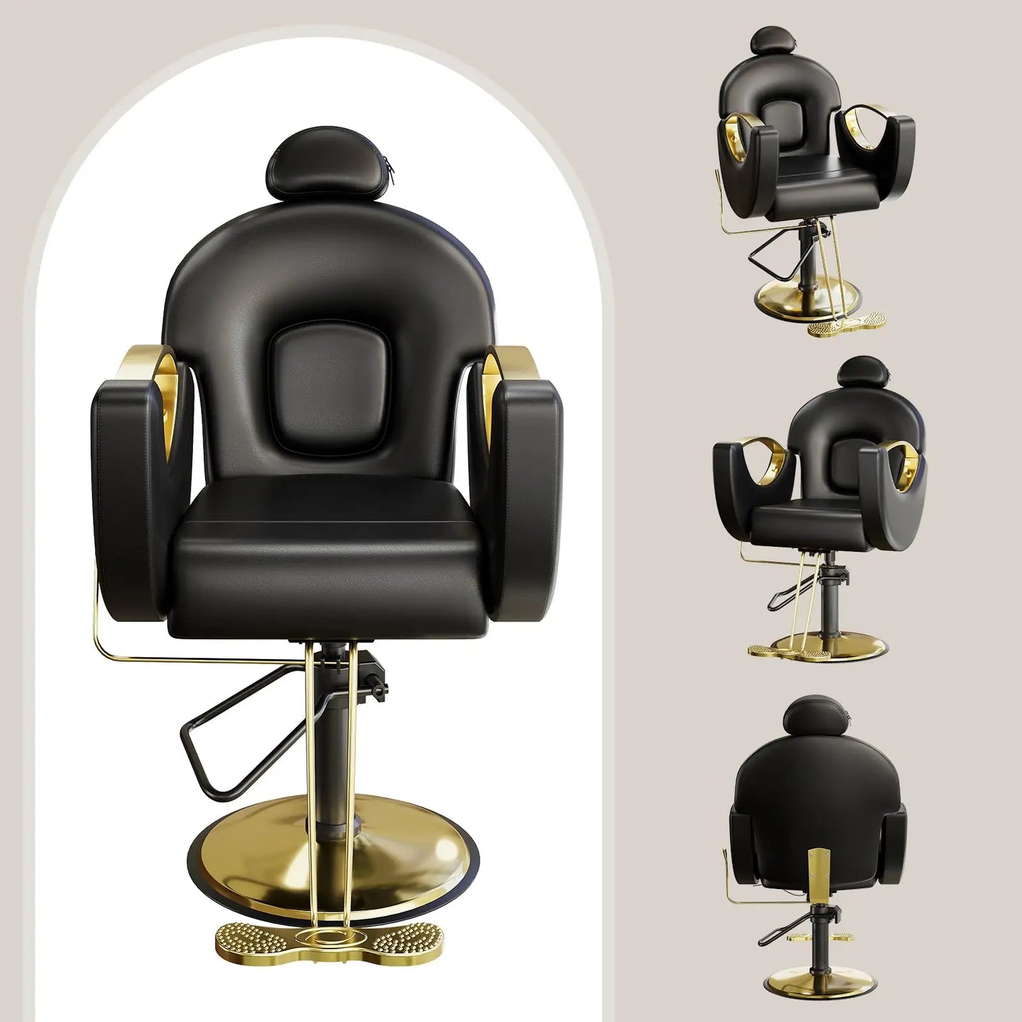 Commercial Barber Chair Reclining & 360° Swivel, Heavy Duty Hydraulic Salon Chair With Adjustable Height For Haircut Shampoo Vivalo