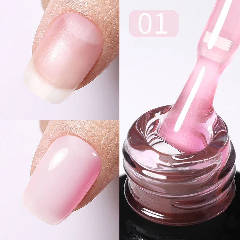 BORN PRETTY Milky Pink Rubber Base Gel Nail Polish Glitter 15ml Semi-Permanent Varnish Soak Off Self Leveling UV LED Gel Blushimmer