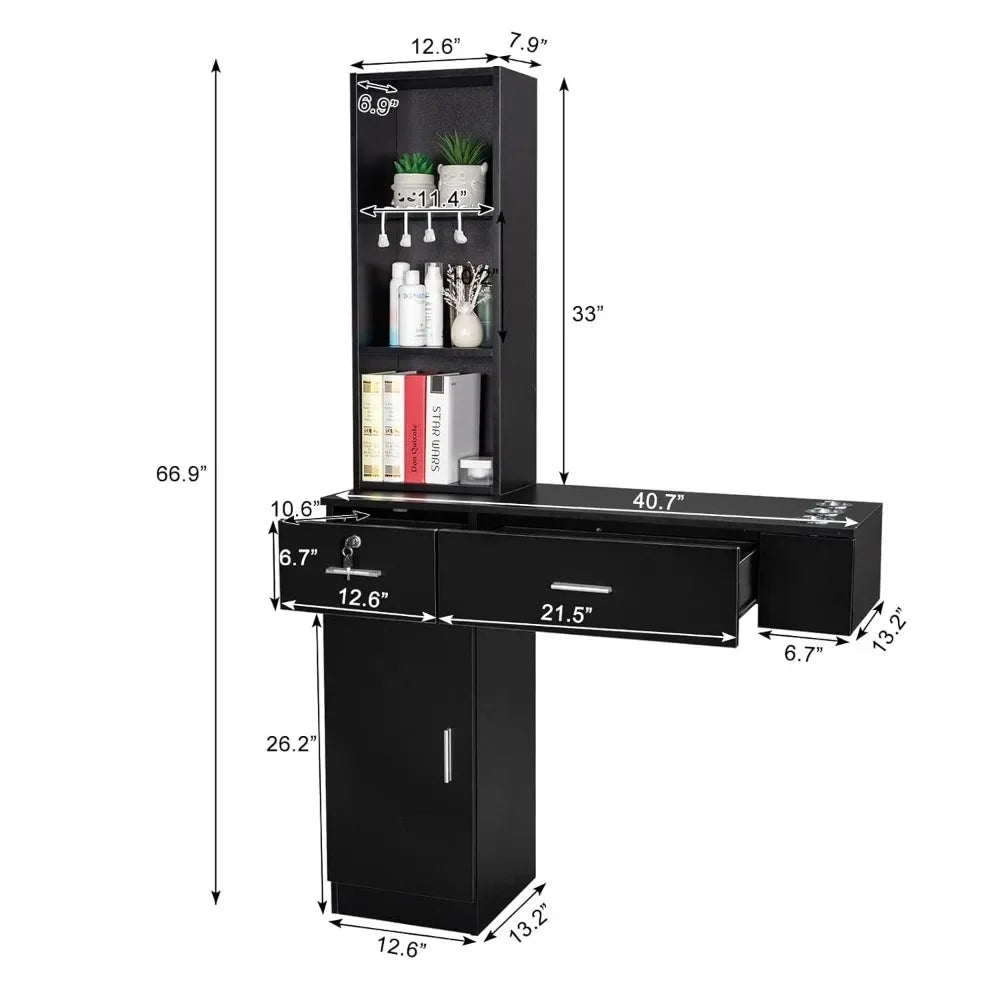 Wall Mount Barber Station With Storage Cabinet For Salons S And B Enterprise