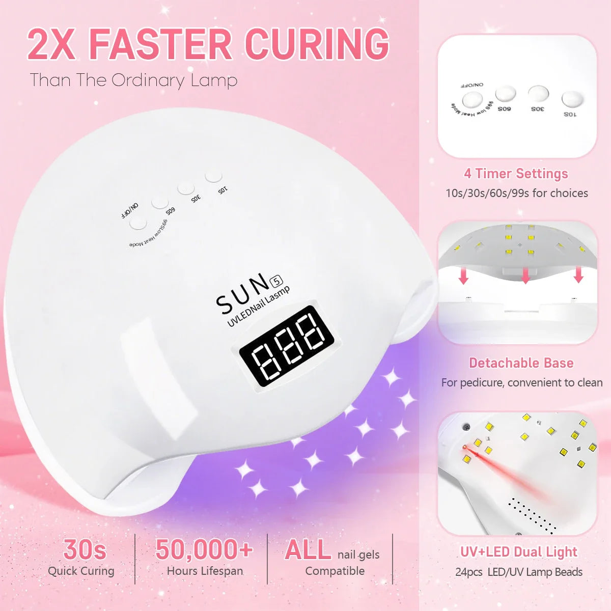 SUN5 UV LED Nail Lamp 48W Nail Dryer For Curing Gel Nail Polish With 4 Timer Automatic Sensor LCD Display Professional Nail Lamp Blushimmer