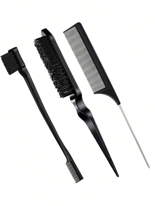 3pcs styling comb set with triple tear hair brush mouse tail comb edge brush,salon hair styling tool Special for real hair wigs Phones Icon
