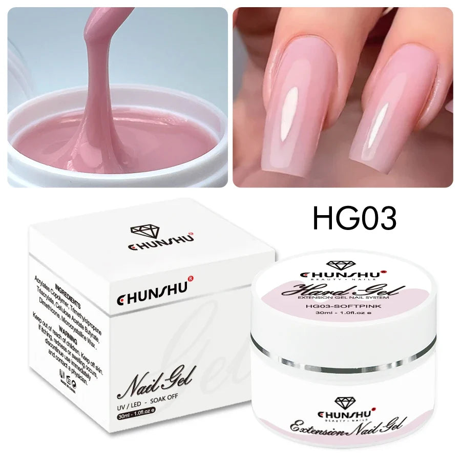 30ML Hard Gel For Nail Extension Milky White Builder Constructor Gel Self Leveling Reinforcement Nail Gels Camouflage Manicure Blushimmer