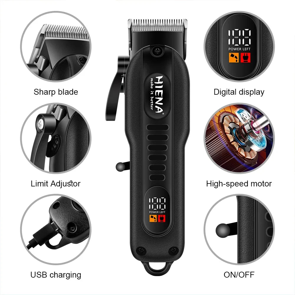 Professional Barber Electric Hair clipper LED display screen UBS charging Trimmer Powerful electric hair clipper trimmer tool Noventix