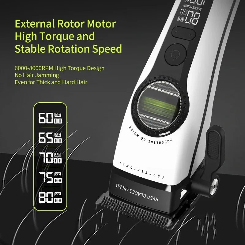 Kemei 1593 Barber Professional Hair Clipper Rechargeable Trimmer Electric Hair Cutting Machine External Rotor Brushless Motor Noventix