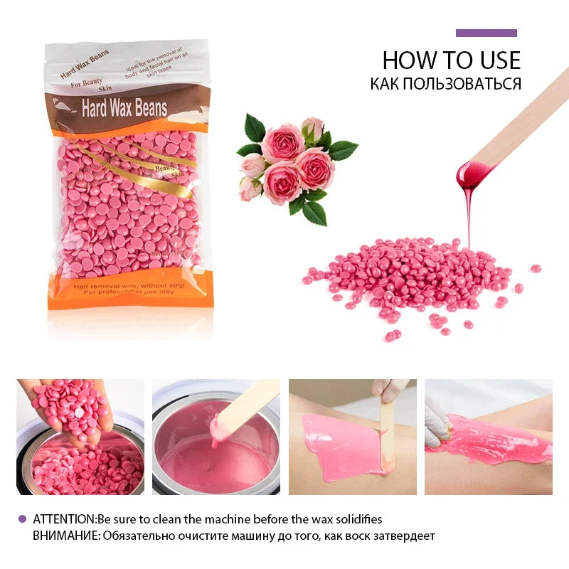 500g Wax Beans For Wax Heater Whole Body Hot Film Depilatory Wax For Wax Heater Kit Waxing Wax Beans For Hair Removal Wax Pot Noventix